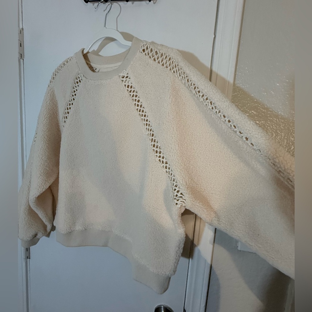 ba&sh Sweet Open-Knit Bouclette Crewneck Sweatshirt Size 1 S - Picture 7 of 14